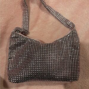 Elegant Pink/Silver Rhinestone Women's Bag